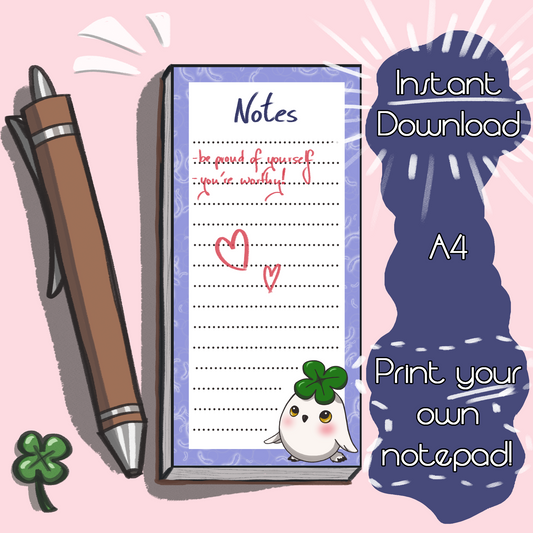 Instant download: Notepad design "Timmi" incl. tutorial